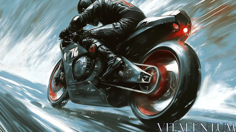 Midnight racer carving sparks through a stormy highway.