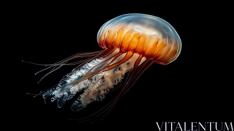 Translucent jellyfish profile against uniform black backdrop.