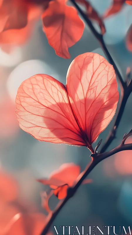 Heart-Shaped Leaves Glow in Warm Coral Light