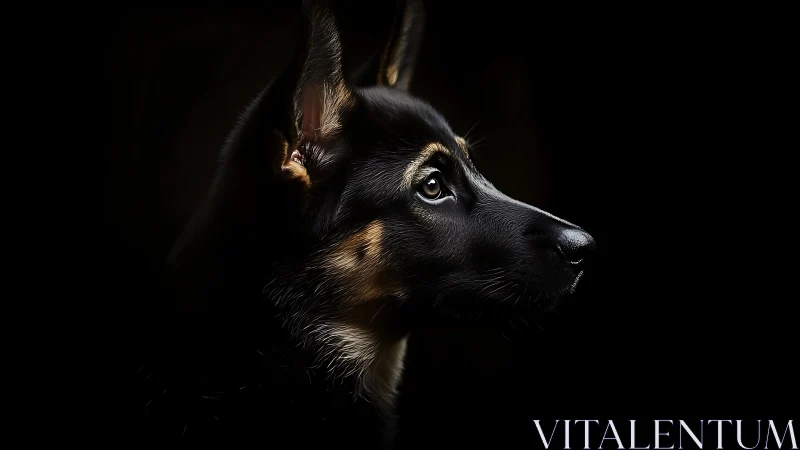 Gaze of a young shepherd in dramatic low key profile.