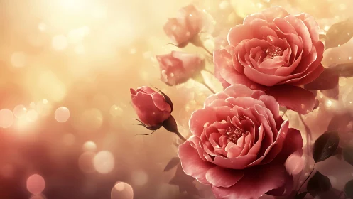 Radiant Roses Bathed in Golden Sunlight.