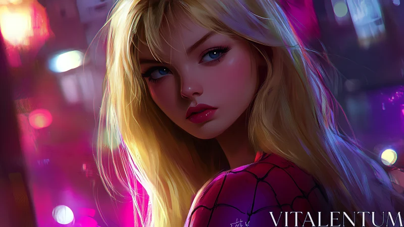 Glow of a neon city heroine in soft, dreamy colors.