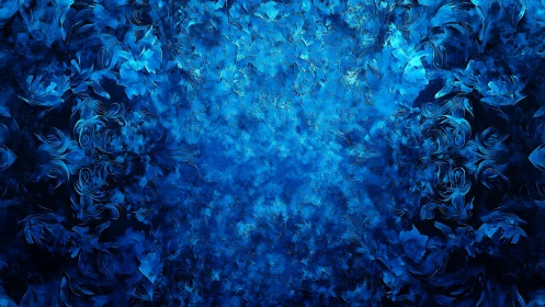 Blue fractal texture fills frame with dense swirling forms