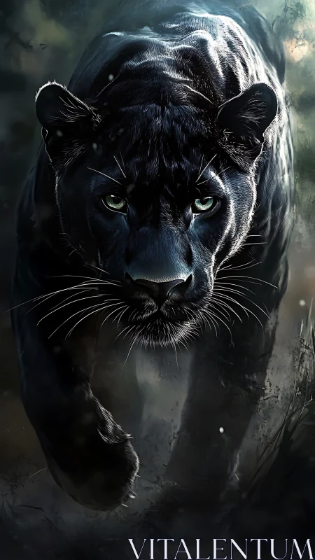 Black Panther Portrait with Luminous Eyes.