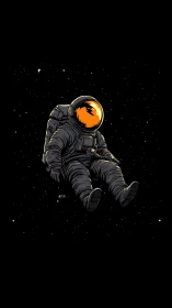 Drifting Astronaut Dreaming Quietly In The Deep Night Sky.