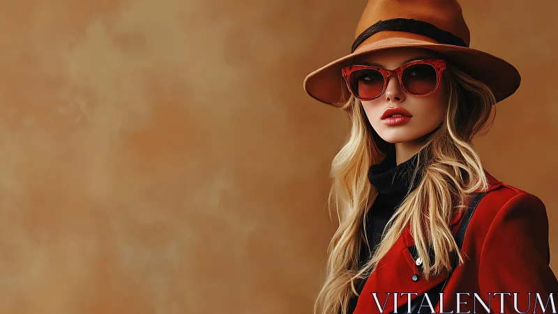 Effortless autumn style with bold hat and red accents.