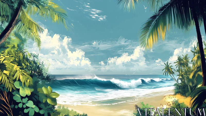 Tropical littoral panorama with dynamic wavefront rendering.
