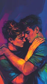 Vibrantly rendered portrait study with chromatic gradient overlay and expressive figurative composit