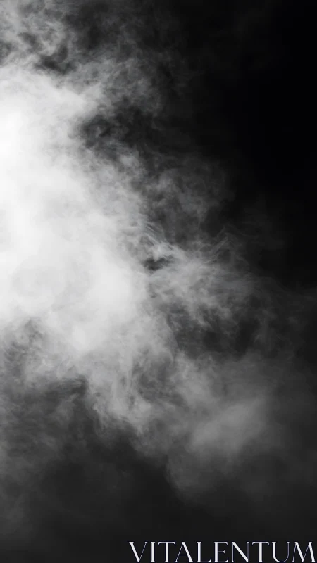 Dense white smoke cloud drifting through dark void.