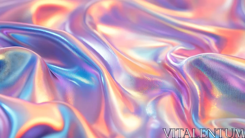 Iridescent pastel fabric folds with smooth reflective surface.