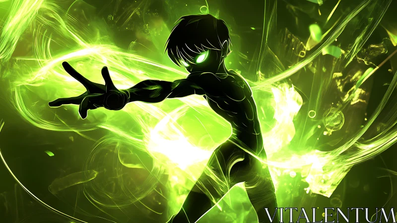 Bio-luminous anime combatant channeling volatile plasma arcs.