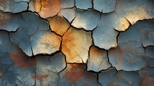 Cracked Painted Surface in Earth Tones, Abstract Texture Art.