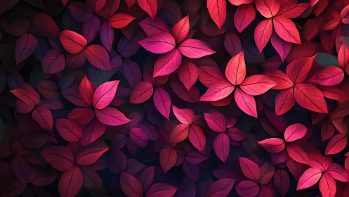 Radiant pink foliage gently glowing in a dreamy night garden.