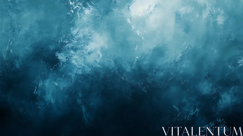 Stormlit blue abyss quietly dissolves into painted mist