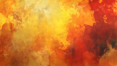 Fiery Abstract Texture Painting in Warm Yellow and Red Tones.