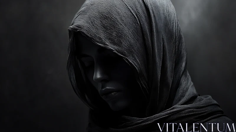 Soft shadows and quiet mystery in a hooded portrait.