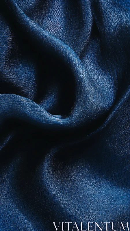 Close-up of folded blue satin textile surface detail.