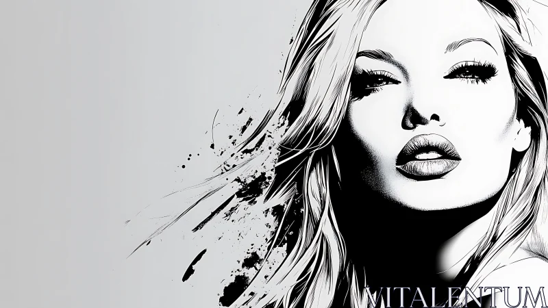 Ink-kissed portrait where bold glamour meets quiet mystery.