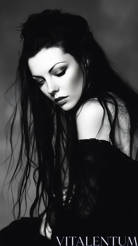 Melancholic gothic portrait glows in soft monochrome light