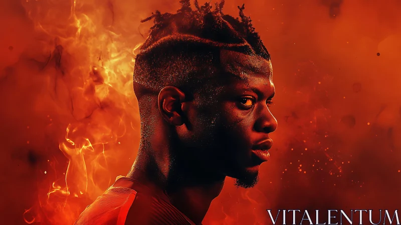 Fiery profile portrait captures intense athletic focus.