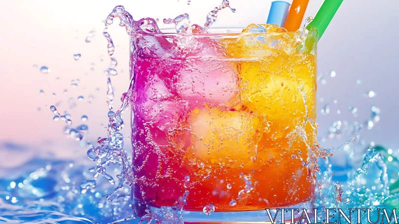 Colorful Liquid Splash in Translucent Glass.