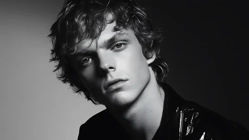 Monochrome head-and-shoulders portrait of young male subject