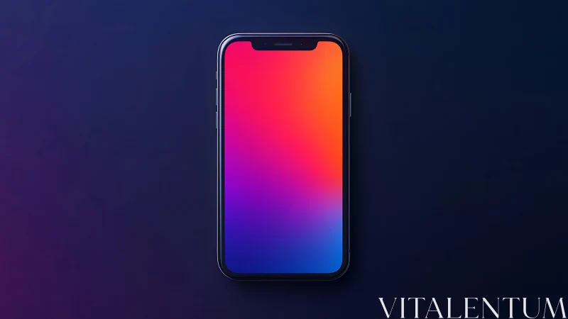 Vibrant gradient smartphone display against deep blue backdrop.