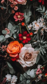 Vibrant Floral Arrangement Against Dark Background.