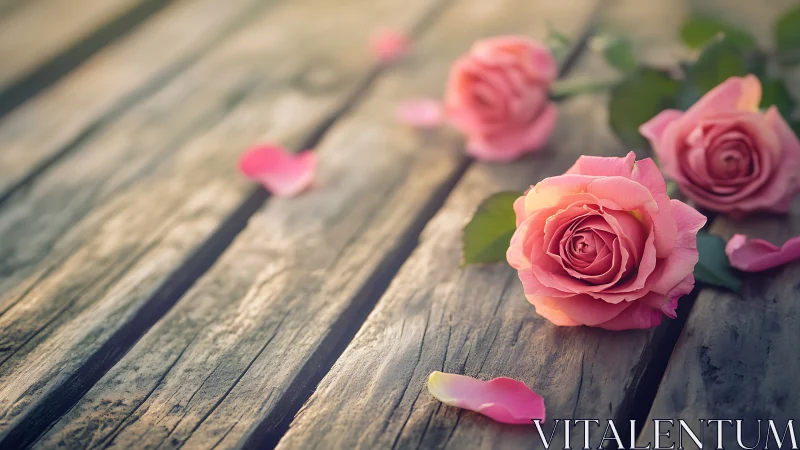 Rose Reverie: Weathered Petals Dance on Vintage Wood.