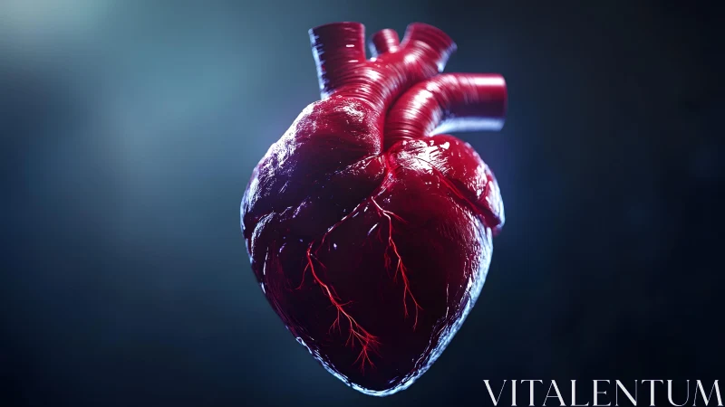 Realistic Human Heart Illustration with Dramatic Lighting. Realistic Human Heart Illustration with Dramatic Lighting.