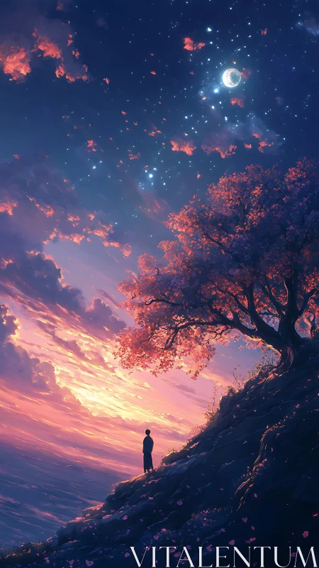 Moonlit blossom hillside where twilight learns to breathe.