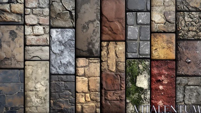 Varied Stone Textures in Mixed Masonry Composition.