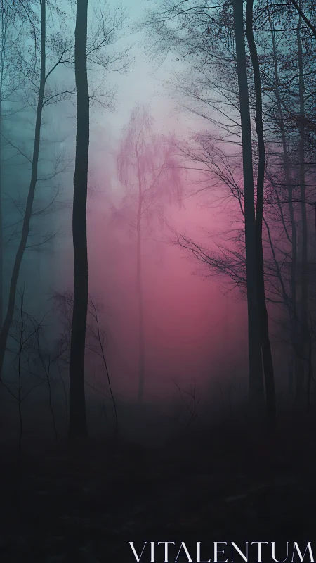 Neon hush in the haunted grove, where midnight fog blooms.