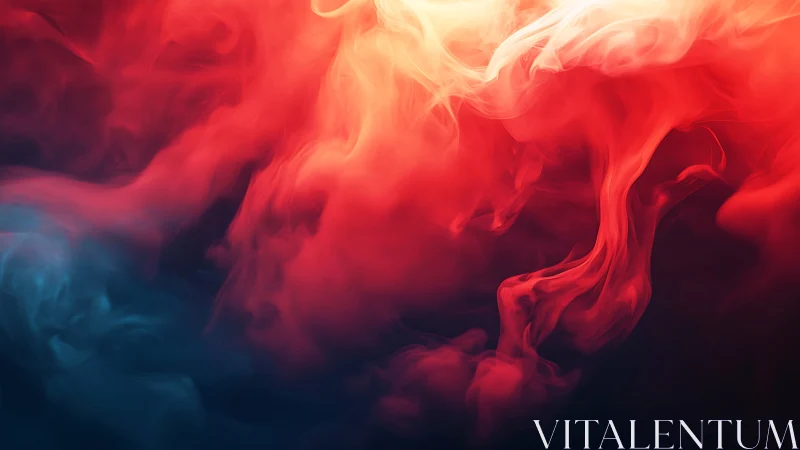 Red and blue swirling smoke gradient on dark backdrop.