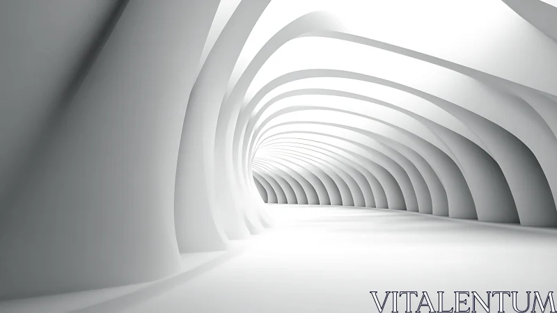 Serene White Tunnel Reveals Infinite Layered Depth