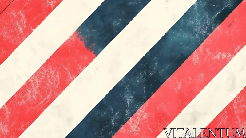 Diagonal red, white, and blue stripes show worn paint texture