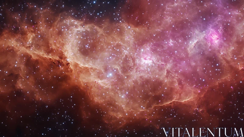 Photorealistic nebula panorama with luminous stellar fields.