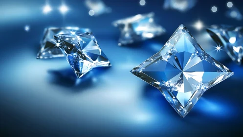 Square blue diamonds on blurred glowing background.