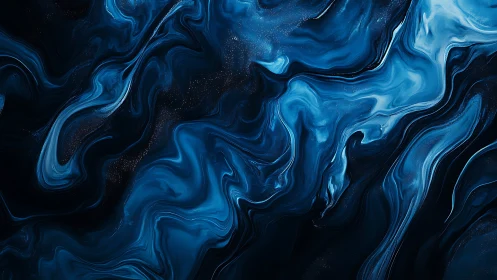 Midnight blue fluid marble swirls with cosmic shimmer.