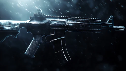 AR-15 Rifle Platform 3D Render with Dynamic Atmospheric Particle Effects