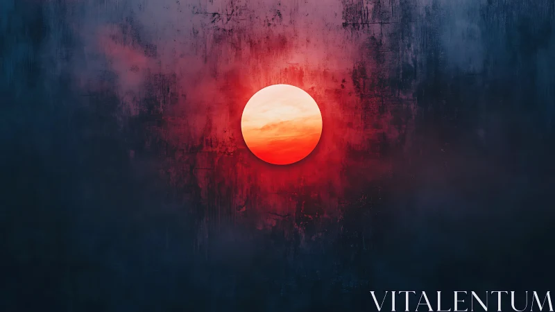 Minimalist digital sun against textured dusk gradient field.