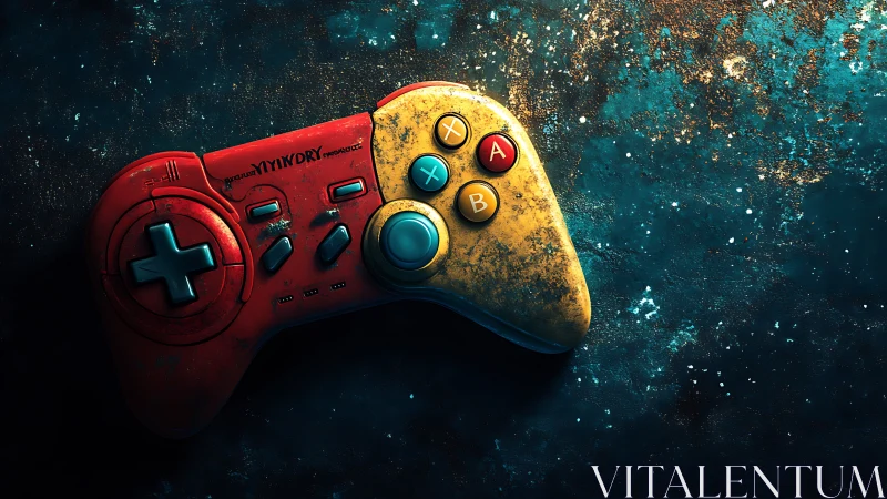 Red and Yellow Game Controller Against Cosmic Background