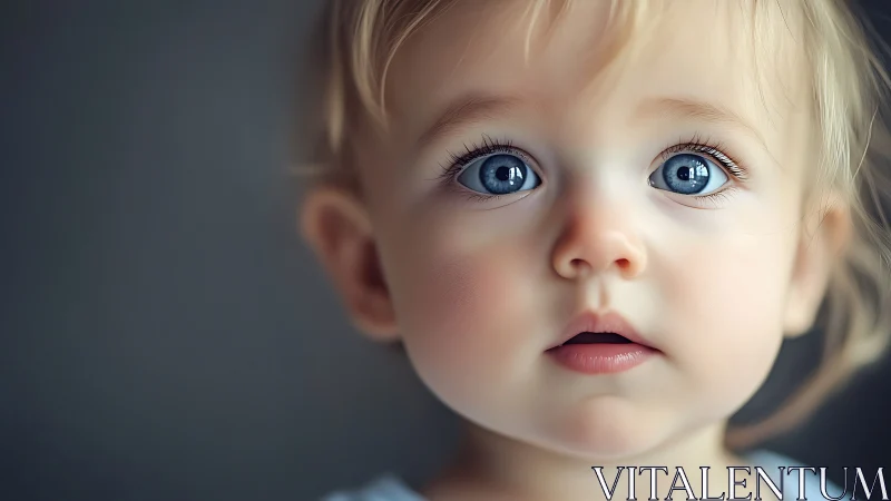 Child with Striking Blue Eyes in Soft Focus Portrait.