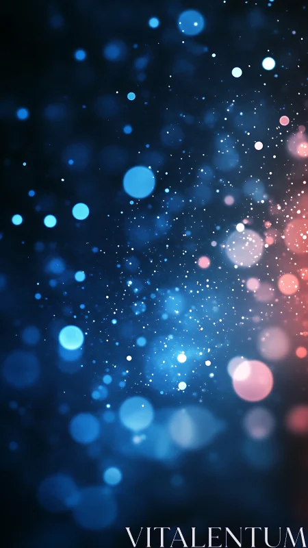 Defocused blue bokeh field with warm magenta light accents