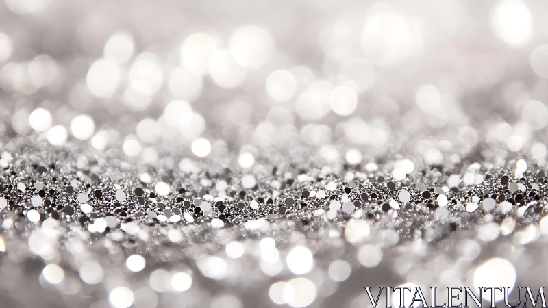 Silver glitter macro with soft bokeh lights in dreamy abstract style.