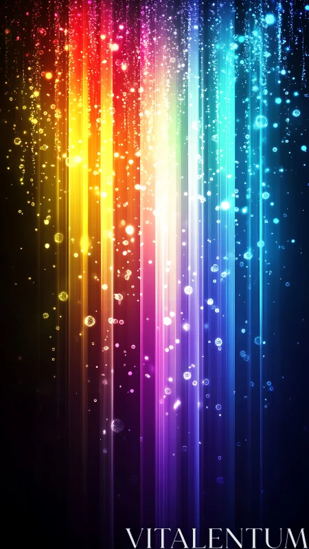 Vertical spectral light bands form a multicolor abstract field