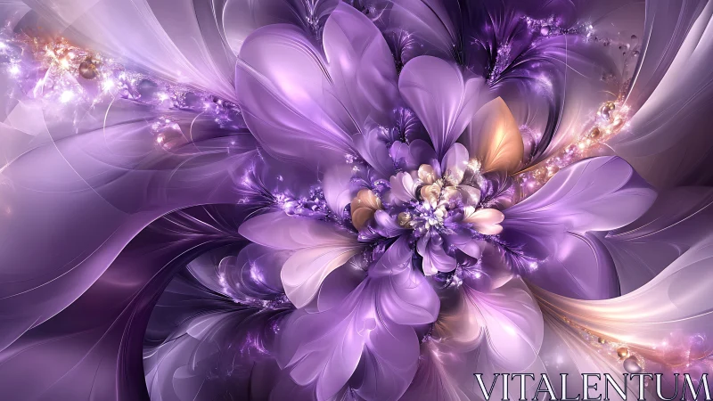 Luminous violet fractal flower unfolds in radiant bloom.