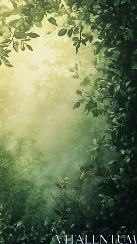 Luminous foliage composites create soft diffused botanical depth