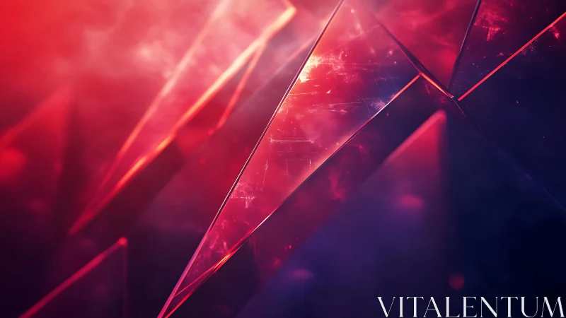 Abstract red and purple glass shards with glowing highlights.