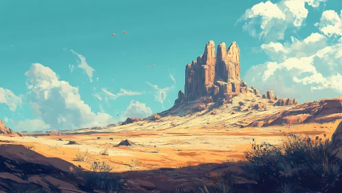 Digital desert mesa vista with expansive atmospheric depth.